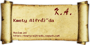 Kmety Alfréda névjegykártya